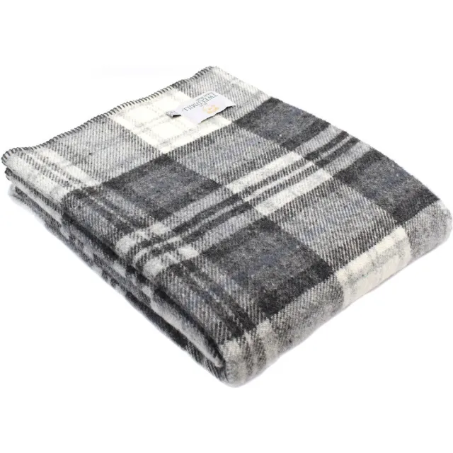 Tweedmill Plaid zonder franje Tartan Cottage Grijs - 150x183 - Nieuw Wol - Tweedmill UK
