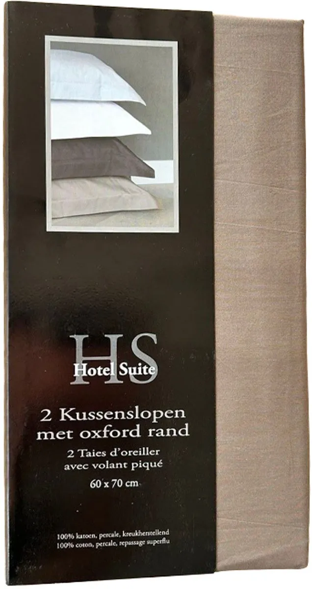 Hotel Suite Kussenslopen Perkal Katoen - 60x70 cm - 2 Stuks - Taupe