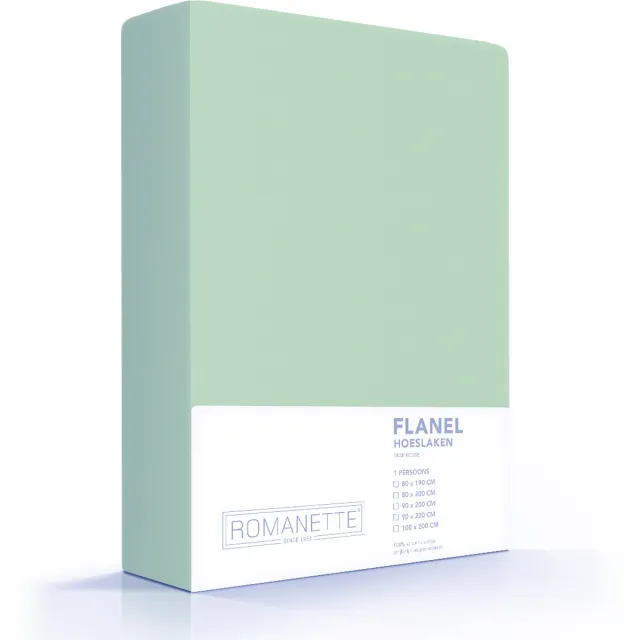 Romanette Luxe Hoeslaken Verwarmend Flanel - Misty Green Groen
