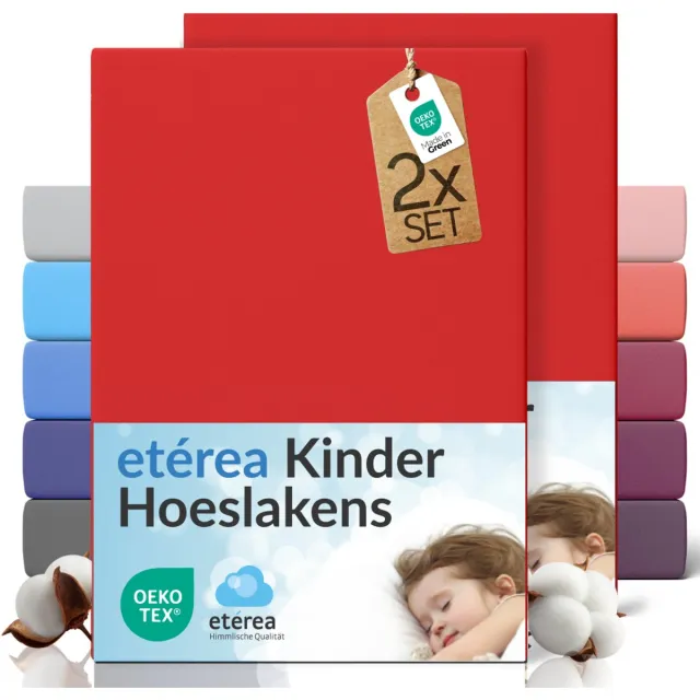 etérea Himmlische Qualität etérea Jersey hoeslaken kinderen 2-pack 80x160-80x180 cm (hoek 20 cm) 100% katoen - Rood