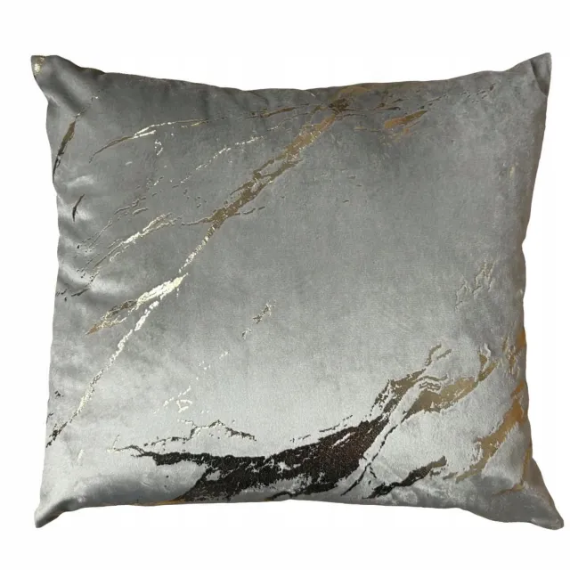 art+design Merkloze Velours Kussenhoes 65x45 cm met Gouden Print - Grijsbeige Grijsbeige met goud