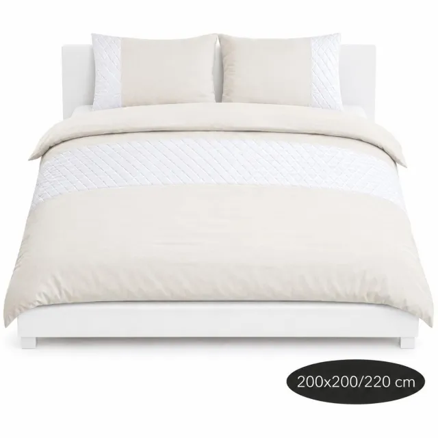Roden Blue Diamond Dekbedovertrekset - 200x200/220 - Creme - Wit - Strijkvrij - Anti allergeen - 2 Kussenslopen Creme wit