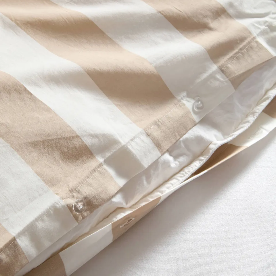 NOUS Living katoenen gestreepte 2-persoons dekbedovertrek 200x220 cm - zand/offwhite, foto 5