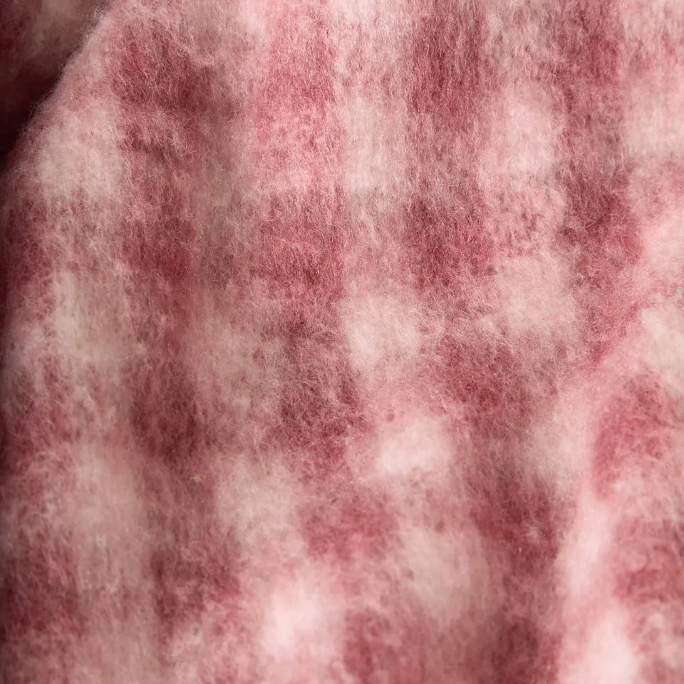NOUS Living Jade geruite plaid roze crème, foto 5