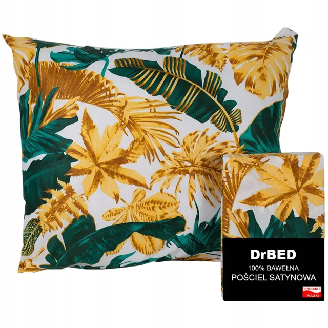 DrBED Dekbedovertrekset 160x200 - 100% Satijnen Katoen - Tropisch Motief - Rits Sluiting Geel;Groen