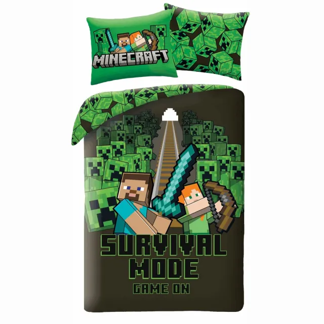 Minecraft Dekbedovertrek Survival Mode - Polyester Grijsaanpassen