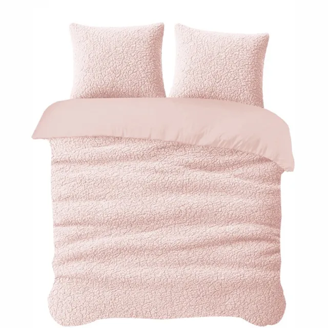 iSleep Dekbedovertrek Teddy - Eenpersoons - 140x200/220 cm - Roze