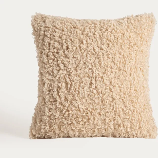Homla Kussensloop | SOLANO | beige, van bouclé stof met lussentextuur | 45x45 cm | 782848 Ecru