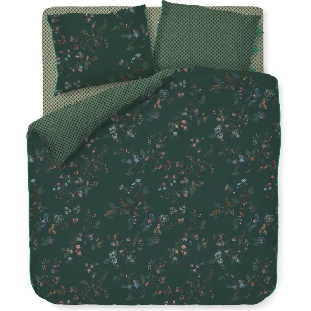 Pip Studio Kawai Flower dekbedovertrek - Donker Groen