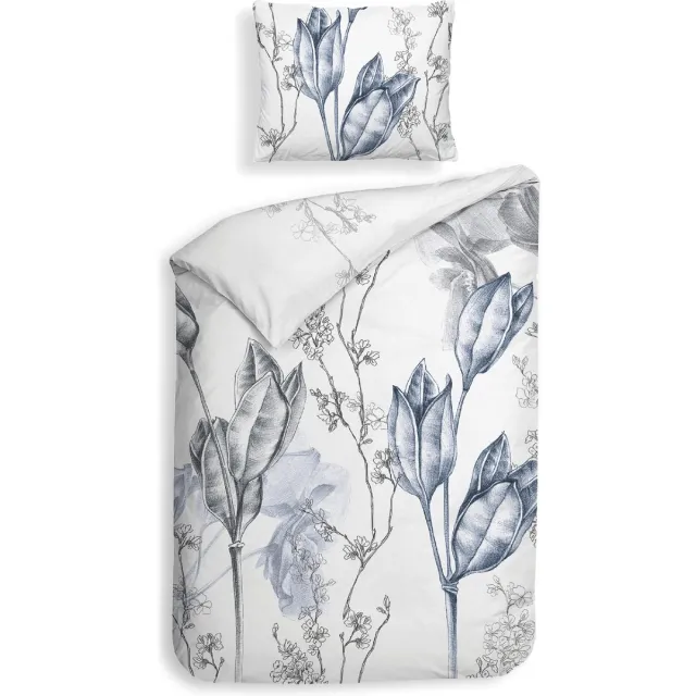 Heckettlane Heckett Lane Dekbedovertrek - White Bloemen Satijn - B 140 x L 200 cm/B 140 x L 220 cm - 1-persoons Omkeerbaar - REFS745-01-140 x 200-220 cm