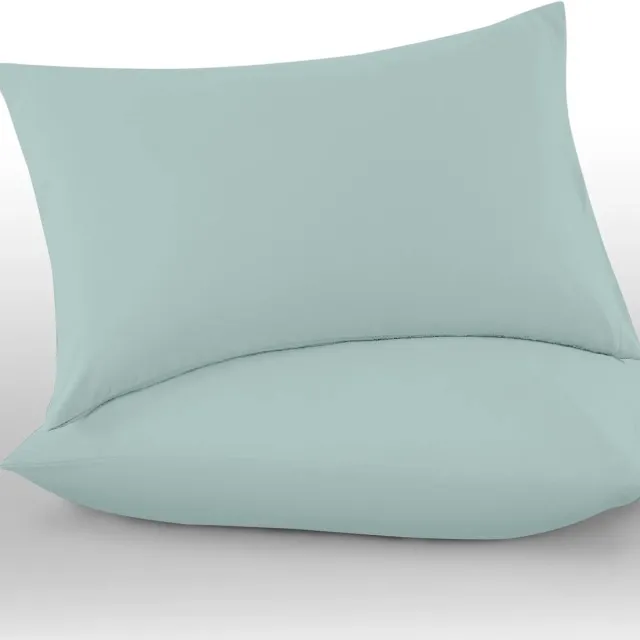 Famanu Set van 2 microvezel kussenslopen, effen kleur, 48 x 73 cm, eendenei Neutraal