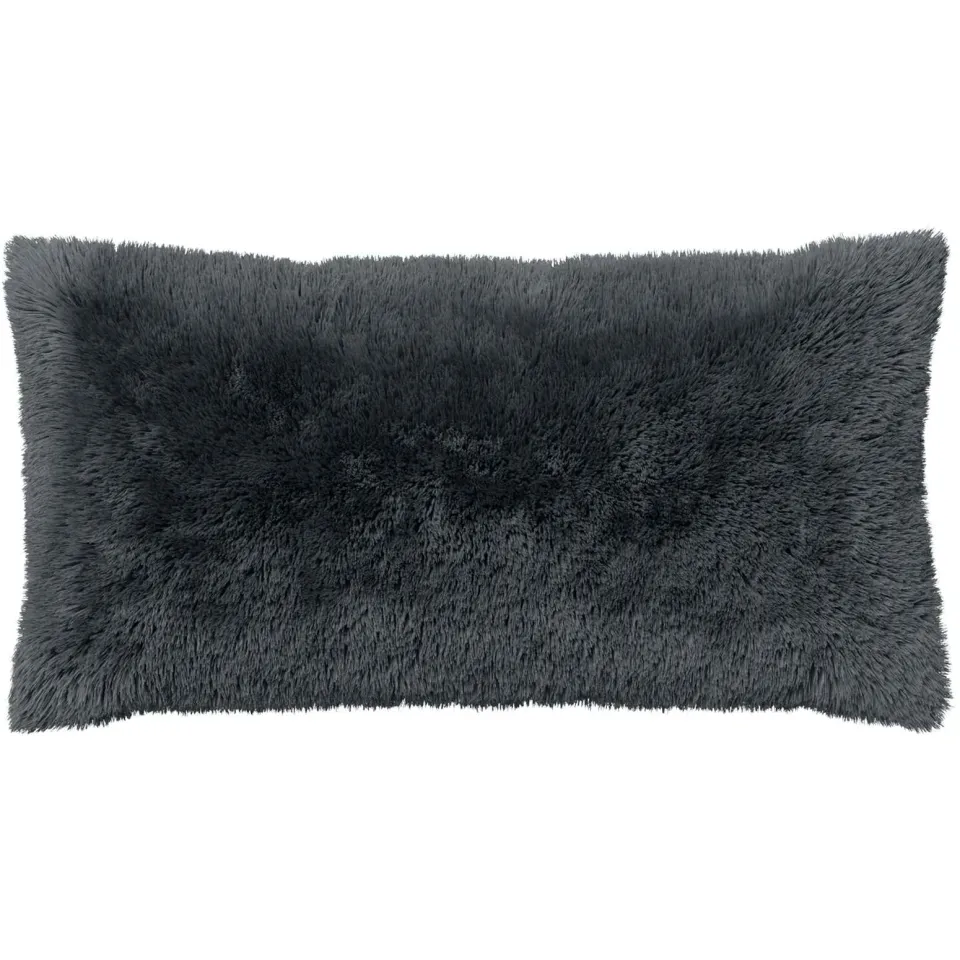 vidaXL Kussensloop 2 st HEERLEN Antracietkleurig 40 x 80 cm PV Fleece Anthraciet