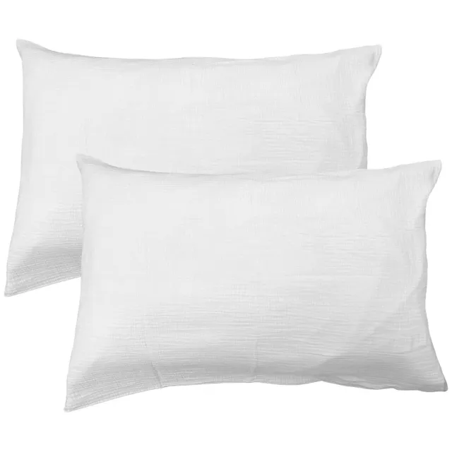 Matt & Rose Set Kussenslopen Wit - (2x) 50 x 70 cm - Mousseline Katoen