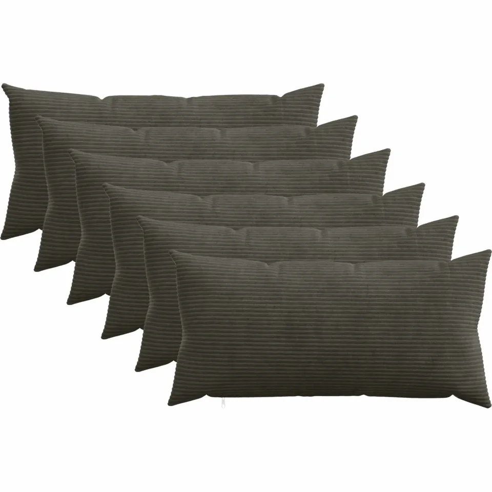 vidaXL Kussensloop 6 st HEERLEN Antracietkleurig 40 x 80 cm corduroy, foto 3