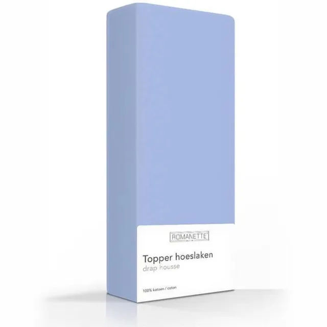 Romanette Luxe Verkoelend Katoenen Topper Hoeslaken - Blauw
