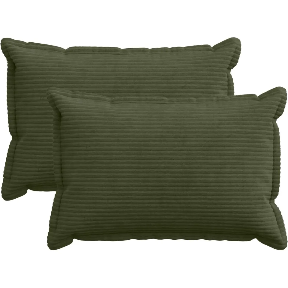 vidaXL Kussensloop 2 st HOUTEN Groen 50 x 75 cm corduroy, foto 3