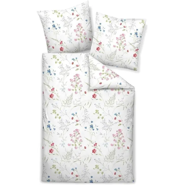 Janine Mako Satin Dekbedovertrek 155x220 cm + 80x80 cm Bloemendessin Wit