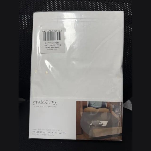 StamoTex Hoeslaken de luxe voor Camper en Caravan Jersey 100% katoen - Frans bed RECHTS - Wit