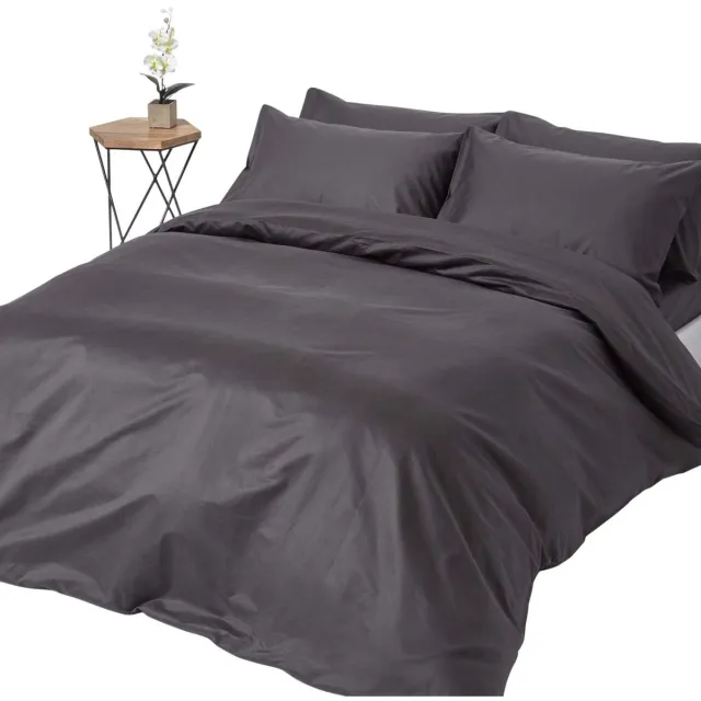 Homescapes Luxe Satijn Dekbedovertrek 230x220 cm – Lits-jumeaux – Antracietgrijs – 100% Egyptisch Katoen – Draaddichtheid 1000