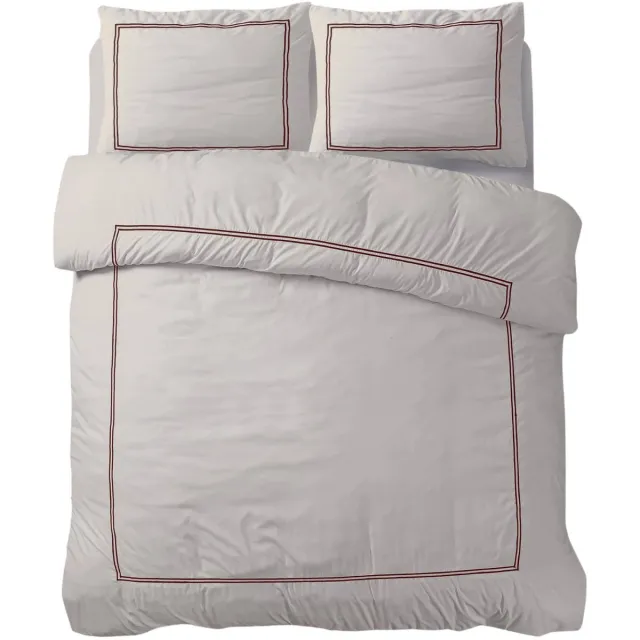 Droomtextiel Luxe Percale Katoen Dekbedovertrek Brata Taupe - 140x200/220 cm - Hoogewaardige Kwaliteit - Hotellinnen