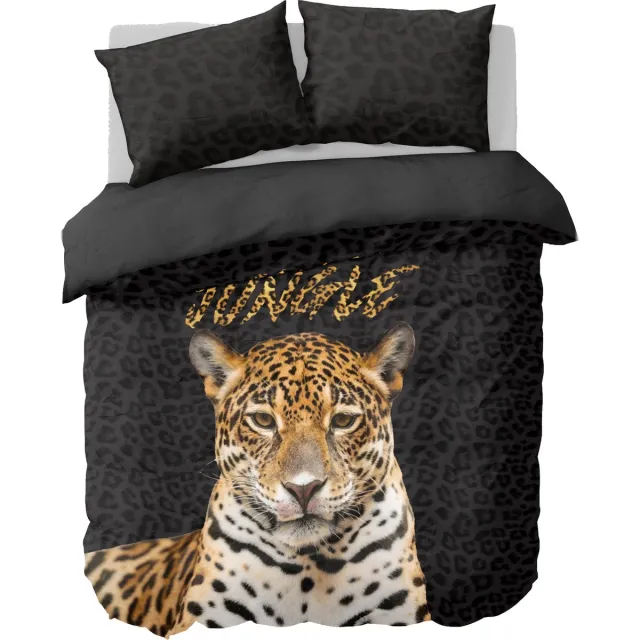 Ambianzz Bedding Leopard - Dekbedovertrek - Polykatoen - Tweepersoons - 200x200/220 cm - Antraciet