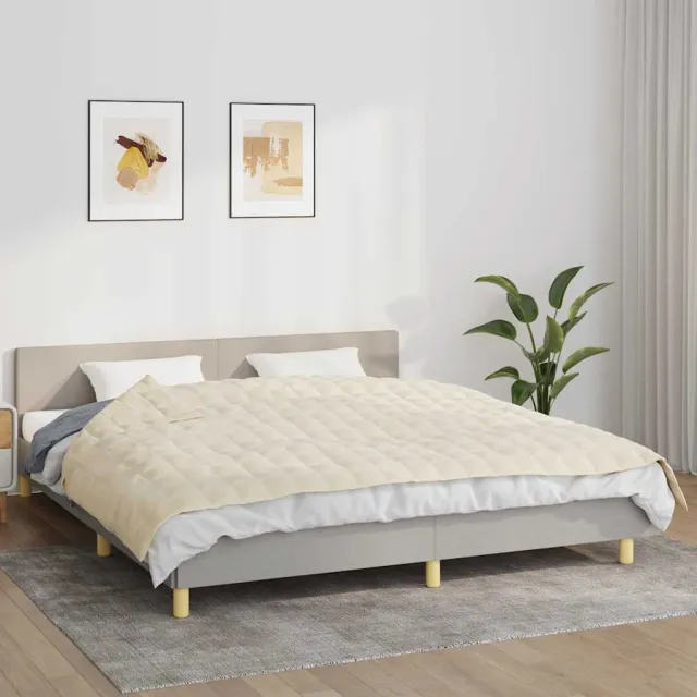 vidaXL Verzwaringsdeken 155x220 cm 11 kg stof lichtcrèmekleurig crème, foto 2