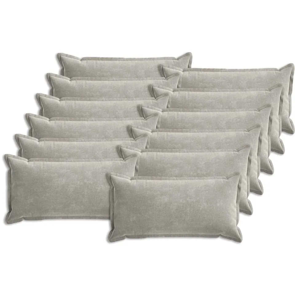 vidaXL Kussensloop 12 st HOUTEN Lichtgrijs 40 x 80 cm Chenille Stof, foto 3