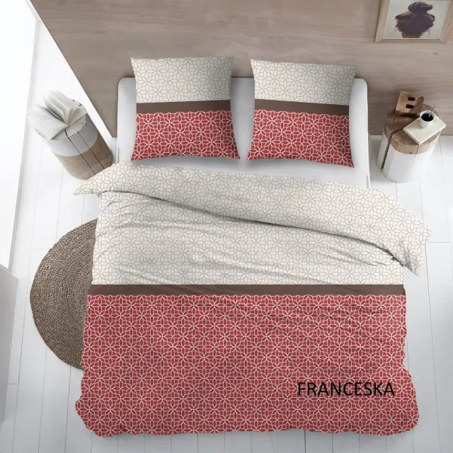 Sleepnight Dekbedovertrek Flanel Franceska - 140 x 200/220 cm + 1 kussensloop - [Rood]