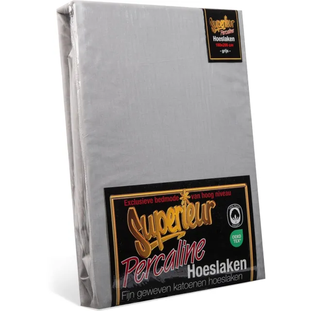 Superieur Hoeslaken - 160x210/220 cm - Grijs - 100% katoen