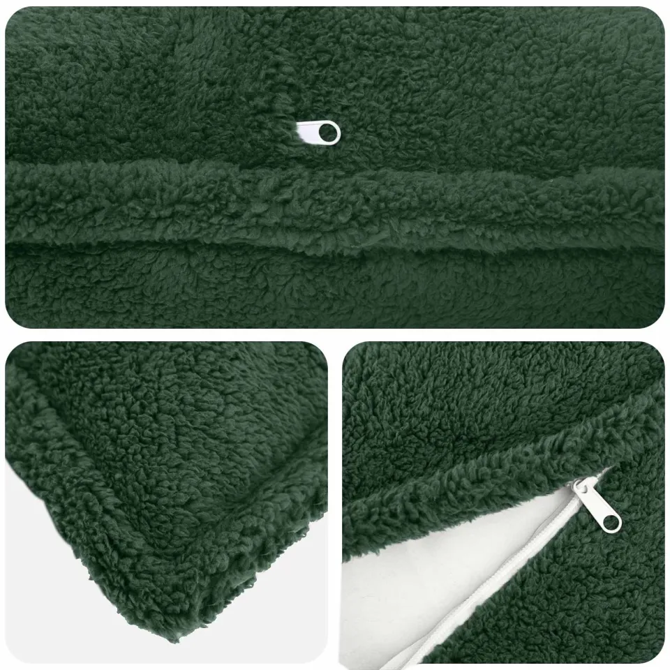 vidaXL Kussensloop 6 st HOUTEN Donkergroen 80 x 80 cm Bouclé groen, foto 4