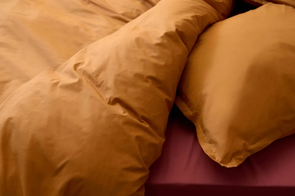 Studio LIVIT percale katoenen dekbedovertrek 2 persoons goudbruin (200x220 cm), foto 6