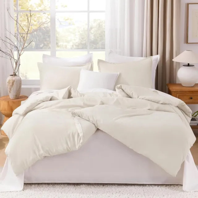 Famanu Lichtgewicht dekbedset 3-delig, fluffy en onderhoudsvriendelijk – Beige