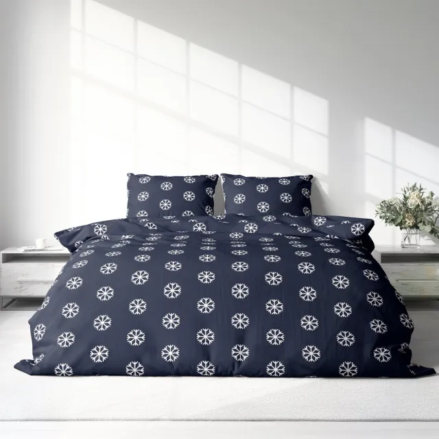 bedlin Dekbedovertrek Flanel - Winter - 240 x 220 cm - Lits-Jumeaux - Flake Donkerblauw