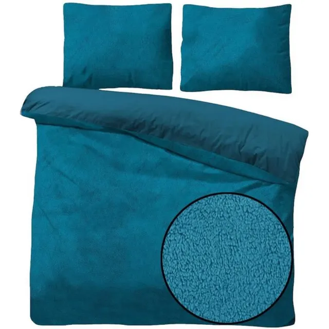 Husch Teddy Fleece Dekbedovertrek Petrol - Lits-Jumeaux - 240x200/220 cm - Heerlijk Zachte Teddy