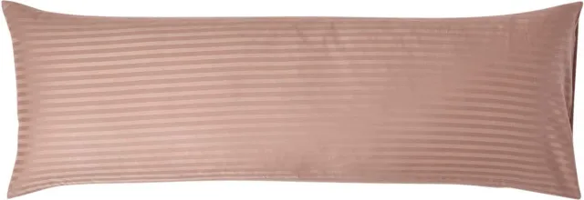 Homescapes Satijn Streep Katoen Kussensloop 50x140 cm Langwerpig – Taupe-beige – 100% Egyptisch Katoen – Draaddichtheid 330