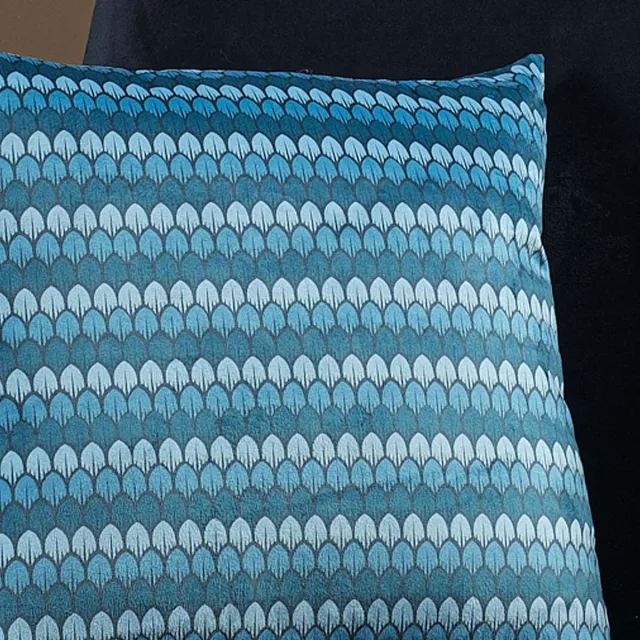 ASDIVA Darymex Velvet - Fluwelen Sierkussensloop - 43x43 cm - Geometrisch - Blauw - Met Blinde Rits
