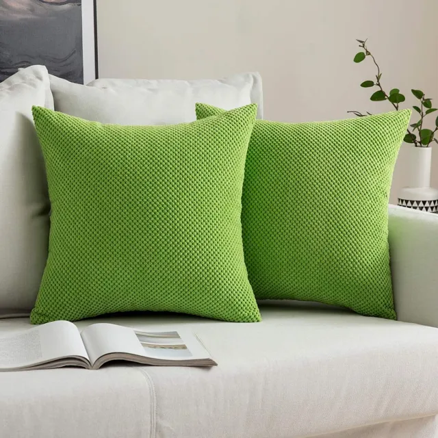Ibenzoa Set van 2 Zachte Ribfluwelen Kussenovertrekken voor Bank of Slaapkamer, Vierkant en Decoratief appelgroen