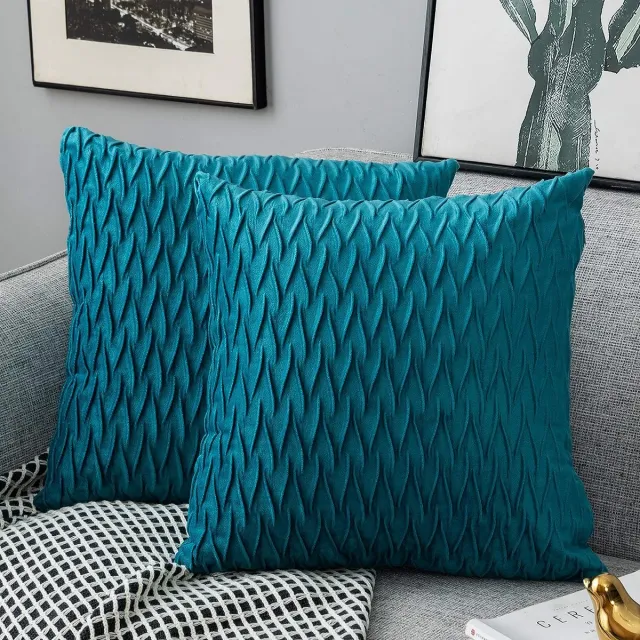 Thuys Kussenslopen Set Fluwelen Soft Solid Decoratieve Kussenhoes voor Sofa Slaapkamer 45 cm x 45 cm Set van 2 voor Bank Bed Sofa Stoel Slaapkamer Woonkamer Turquoise Turkoois