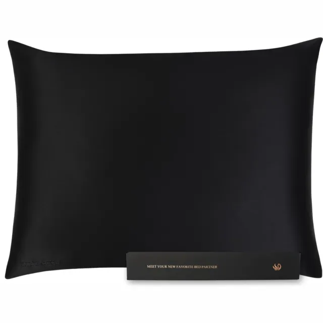 Lune & Eve® Premium Zijden Kussensloop – 23 Momme 6A Mulberry Silk – Hypoallergeen & Antibacterieel – Beauty Pillow voor Huid & Haar – Zwart – 60 x 70 cm