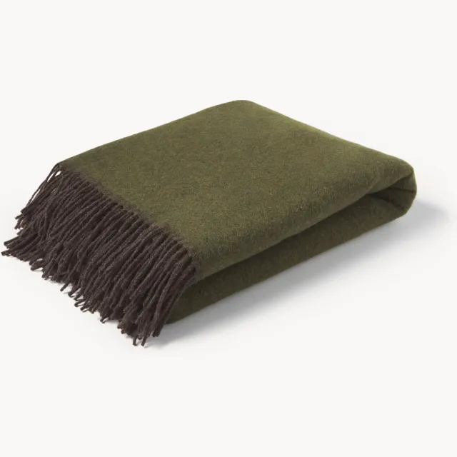 STTS International Omkeerbare plaid Double Face van wol Groen