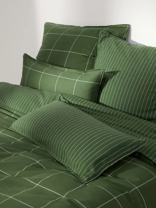 Westwing Collection Omkeerbare flanellen dekbedovertrek Noelle Groen