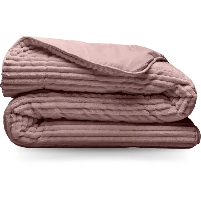 Zelesta Groovebed Dusky Pink 200x200 - Geribbeld Teddy Dekbedovertrek - Fluffy Dekbedovertrek - Wasbaar dekbed - Dekbed zonder overtrek