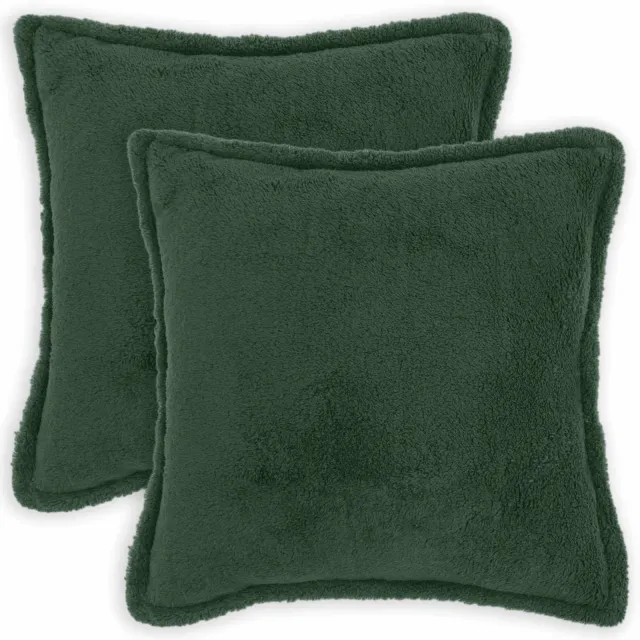 vidaXL Kussensloop 2 st HOUTEN Donkergroen 55 x 55 cm Bouclé