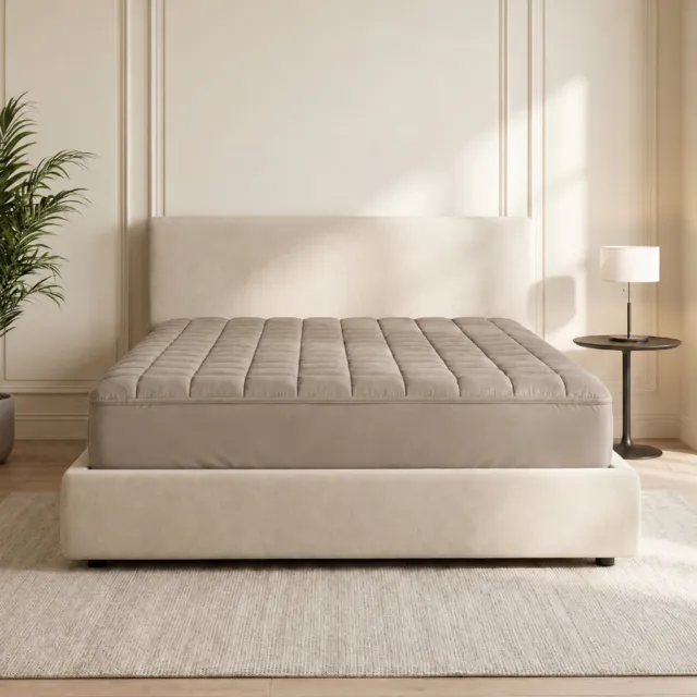 Dekbed-Discounter Sleeptime Wasbare Topper & Hoeslaken - Zacht en luchtig ligoppervlak - Geschikt voor de droger - Taupe, foto 2