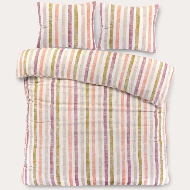 W katoen-polyester dekbedovertrek gestreept Multi
