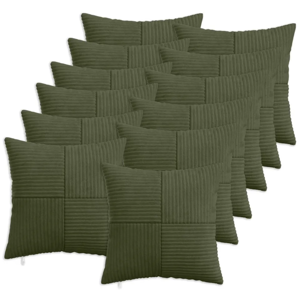 vidaXL Kussensloop 12 st ALMELO Groen 45 x 45 cm corduroy, foto 3