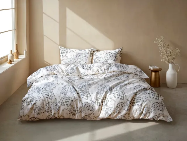 Zohome Eira Dekbedovertrek - Wit - Dekbedhoes van 100% Katoen-Flanel - Bloemen - 2 slopen 60/70 cm - AW25 Eira White