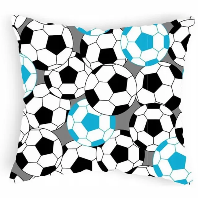 Designpremium Dekokussenhoes Voetbal Blauw Zwart 70x80 cm Katoen