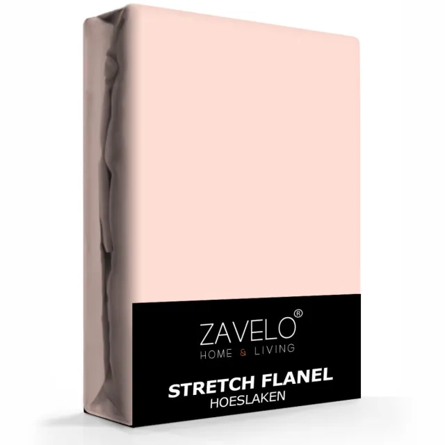 Zavelo Stretch Flanel Hoeslaken Poederroze-1-persoons (80x200 cm)