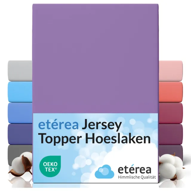 etérea Himmlische Qualität etérea Topper Jersey Hoeslaken 140x200 - 160x200 cm Oekotex Made in Green - 100% katoen - Violett